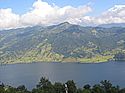 view over Phewa Lake to Sarangkot